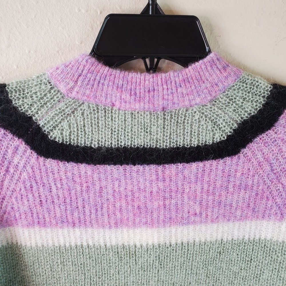 Veda X UO Urban Outfitters Anthro Womens Purple Sage Stripe Mockneck Sweater - Picture 7 of 14